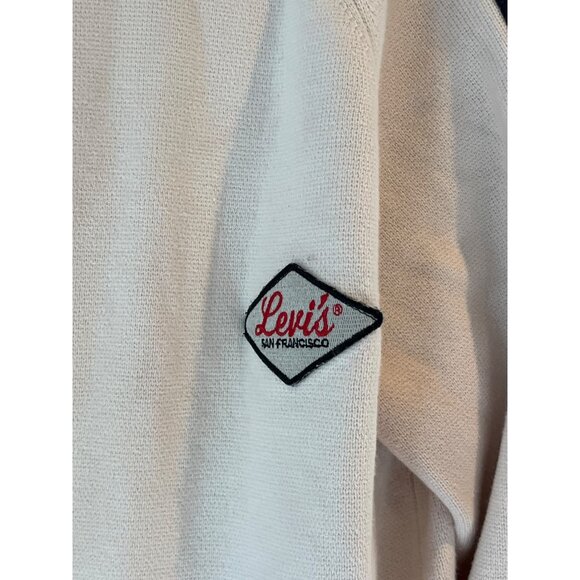 Levis Cream Zip-Up Jacket With Red & Navy Stripes And Embroidered Patch Details - Picture 2 of 9